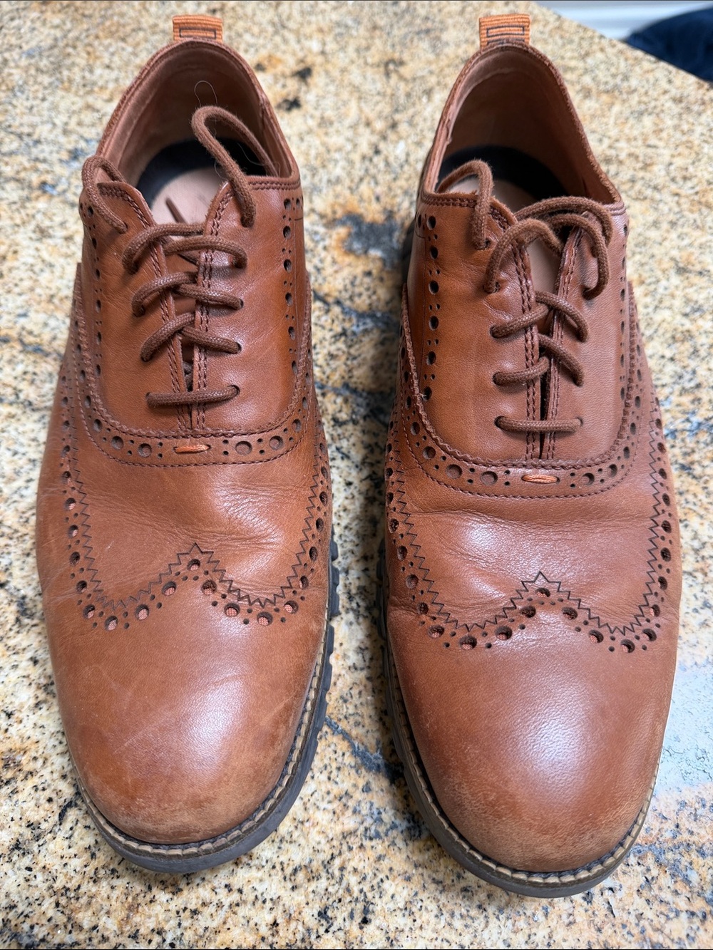 Cole Haan ZeroGrand Tan Leather Brogue Wingtip Oxfords